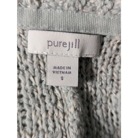 Pure Jill Mint Green Open Front Cardigan Cotton/Poly Blend Loose Knit Sz S - Picture 6 of 9